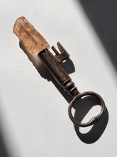 Load image into Gallery viewer, Vintage Antique Skeleton Key Crystal Key with Hand Fitted Tangerine Ancient Sage Dissolution Quartz Crystal Handmade OOAK
