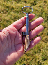 Load image into Gallery viewer, Antique Vintage Skeleton Key with Polished Petrified Wood Handmade OOAK
