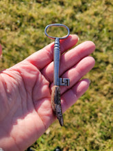 Load image into Gallery viewer, Antique Vintage Skeleton Key with Polished Petrified Wood Handmade OOAK
