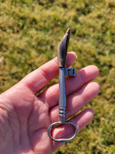 Load image into Gallery viewer, Antique Vintage Skeleton Key with Polished Petrified Wood Handmade OOAK
