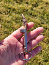 Load image into Gallery viewer, Antique Vintage Skeleton Key with Polished Petrified Wood Handmade OOAK
