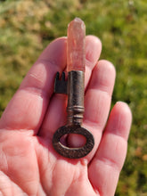 Load image into Gallery viewer, Strawberry Quartz Antique Vintage Skeleton Key Handmade OOAK
