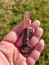 Load image into Gallery viewer, Strawberry Quartz Antique Vintage Skeleton Key Handmade OOAK
