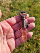 Load image into Gallery viewer, Strawberry Quartz Antique Vintage Skeleton Key Handmade OOAK
