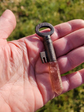 Load image into Gallery viewer, Strawberry Quartz Antique Vintage Skeleton Key Handmade OOAK
