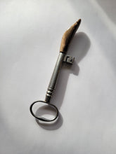 Load image into Gallery viewer, Antique Vintage Skeleton Key with Polished Petrified Wood Handmade OOAK
