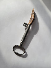 Load image into Gallery viewer, Antique Vintage Skeleton Key with Polished Petrified Wood Handmade OOAK
