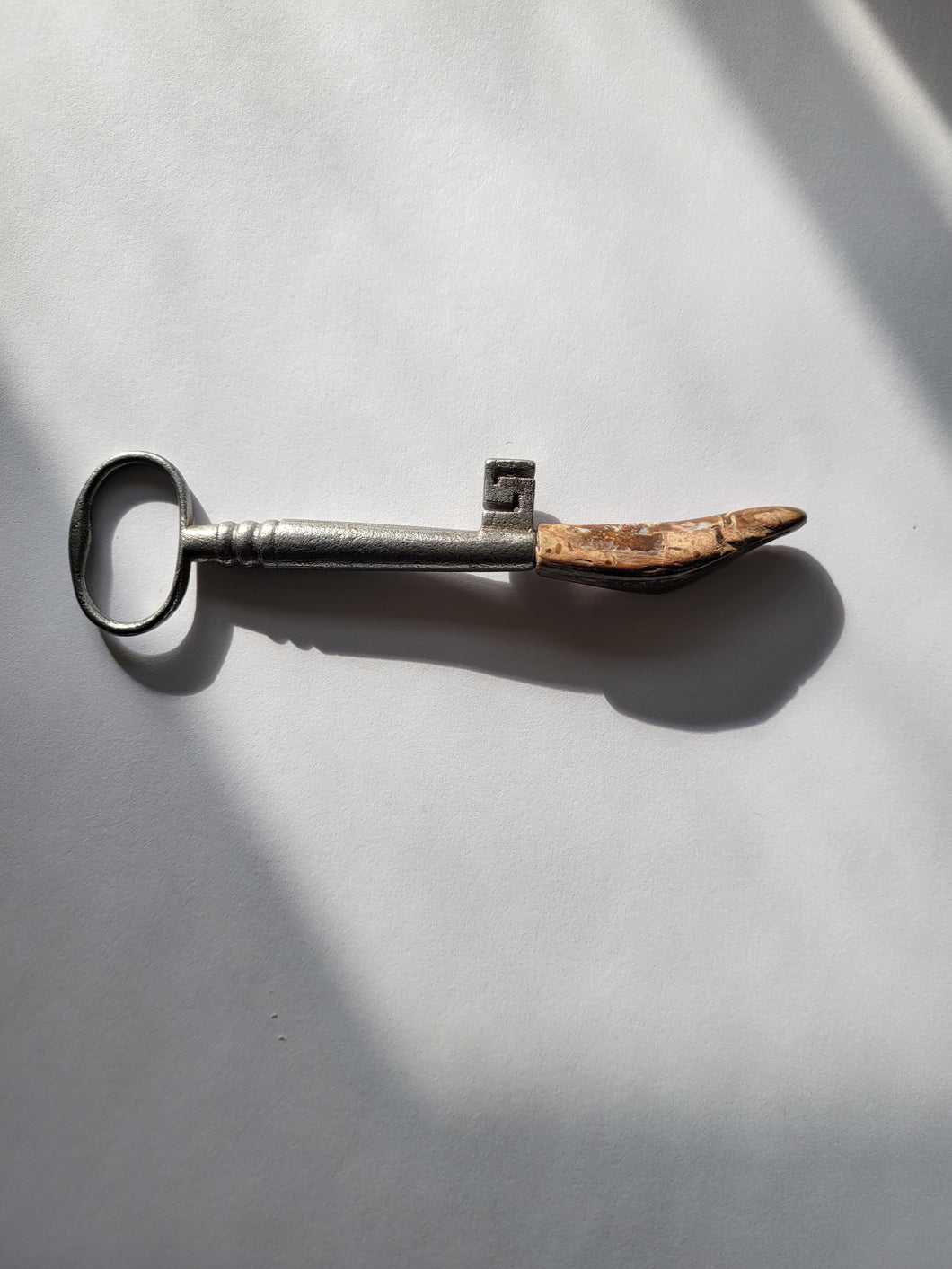 Antique Vintage Skeleton Key with Polished Petrified Wood Handmade OOAK