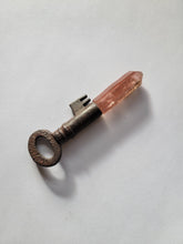 Load image into Gallery viewer, Strawberry Quartz Antique Vintage Skeleton Key Handmade OOAK
