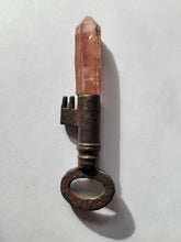 Load image into Gallery viewer, Strawberry Quartz Antique Vintage Skeleton Key Handmade OOAK
