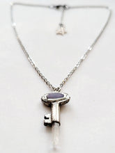 Load image into Gallery viewer, Antique Vintage Key with Charoite &amp; Arkansas Quartz Handmade OOAK
