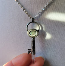 Load image into Gallery viewer, Natural Iridescent Hematite &amp; Vera Cruz Amerhyst Antique Vintage Key Necklace Handmade ooak
