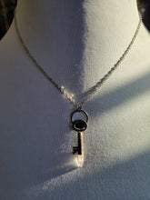 Load image into Gallery viewer, Natural Iridescent Hematite &amp; Vera Cruz Amerhyst Antique Vintage Key Necklace Handmade ooak
