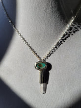 Load image into Gallery viewer, Antique Vintage Key with Turquoise &amp; Arkansas Quartz Handmade OOAK
