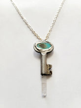 Load image into Gallery viewer, Antique Vintage Key with Turquoise &amp; Arkansas Quartz Handmade OOAK
