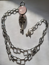 Load image into Gallery viewer, Rose Quartz and Garnet with Midcentury Diary Key Handmade OOAK
