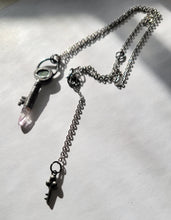 Load image into Gallery viewer, Natural Iridescent Hematite &amp; Vera Cruz Amerhyst Antique Vintage Key Necklace Handmade ooak
