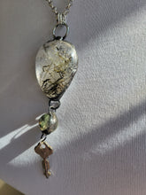 Load image into Gallery viewer, Large Rutile Quartz with Garden Quartz and Small Antique Key Handmade OOAK
