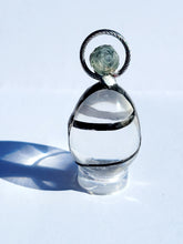 Load image into Gallery viewer, Clear Quartz Egg with Swirl and Aquamarine Flower Handmade OOAK
