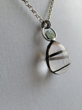 Load image into Gallery viewer, Clear Quartz Egg with Swirl and Aquamarine Flower Handmade OOAK
