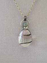 Load image into Gallery viewer, Clear Quartz Egg with Swirl and Aquamarine Flower Handmade OOAK
