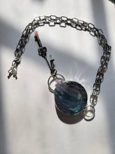 Load image into Gallery viewer, Carved Fluorite with Two Crystal Keys Pink Amethyst and Clear QuartzNecklace Handmade OOAK
