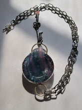 Load image into Gallery viewer, Carved Fluorite with Two Crystal Keys Pink Amethyst and Clear QuartzNecklace Handmade OOAK
