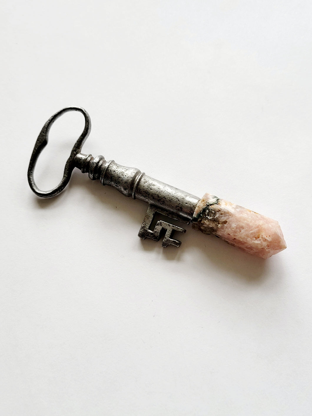 Antique Warrior Key with Fitted Pink Amethyst Handmade OOAK