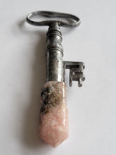 Load image into Gallery viewer, Antique Warrior Key with Fitted Pink Amethyst Handmade OOAK
