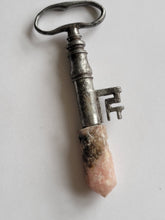 Load image into Gallery viewer, Antique Warrior Key with Fitted Pink Amethyst Handmade OOAK
