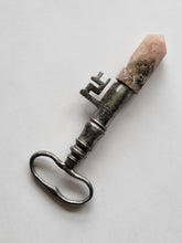 Load image into Gallery viewer, Antique Warrior Key with Fitted Pink Amethyst Handmade OOAK
