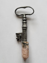 Load image into Gallery viewer, Antique Warrior Key with Fitted Pink Amethyst Handmade OOAK
