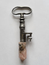 Load image into Gallery viewer, Antique Warrior Key with Fitted Pink Amethyst Handmade OOAK
