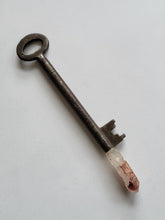 Load image into Gallery viewer, Antique Skeleton Key Wand with Hematite Quartz with Etchings Handmade OOAK
