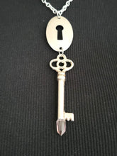 Load image into Gallery viewer, Vintage Steel Escutcheon and Key with Hand Fitted Faceted Ametrine Handmade OOAK
