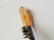 Load image into Gallery viewer, Antique Key with Papaya Quartz Twin Cluster Point Wand Handmade OOAK
