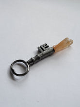 Load image into Gallery viewer, Antique Key with Papaya Quartz Twin Cluster Point Wand Handmade OOAK
