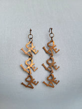 Load image into Gallery viewer, Vintage LOVE Stamp Earrings Copper Wash Handmade
