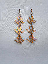 Load image into Gallery viewer, Vintage LOVE Stamp Earrings Copper Wash Handmade
