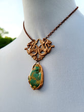 Load image into Gallery viewer, Vintage Brass Stamping with a Light Copper Wash with Real Turquoise Handmade OOAK
