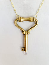 Load image into Gallery viewer, Vintage Brass Wardrobe Key Set with Faceted Girasol Rose Quartz Handmade OOAK
