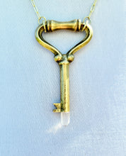 Load image into Gallery viewer, Vintage Brass Wardrobe Key Set with Faceted Girasol Rose Quartz Handmade OOAK
