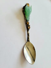 Load image into Gallery viewer, Aventurine Dragon Head Spoon with Faceted Pyrite and DT Citrine Handmade OOAK
