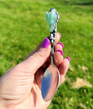 Load image into Gallery viewer, Aventurine Dragon Head Spoon with Faceted Pyrite and DT Citrine Handmade OOAK
