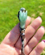 Load image into Gallery viewer, Aventurine Dragon Head Spoon with Faceted Pyrite and DT Citrine Handmade OOAK
