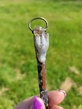 Load image into Gallery viewer, Labradorite Dragon Spoon with Rutile Natural Point and DT Tangerine Quartz Handmade OOAK
