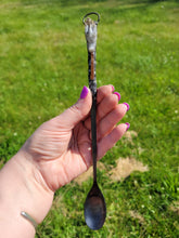 Load image into Gallery viewer, Labradorite Dragon Spoon with Rutile Natural Point and DT Tangerine Quartz Handmade OOAK
