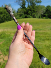 Load image into Gallery viewer, Labradorite Dragon Spoon with Rutile Natural Point and DT Tangerine Quartz Handmade OOAK
