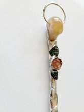 Load image into Gallery viewer, Agate Skull Topped Spoon with Emerald Leaves with a Sunstone FlowerHandmade OOAK
