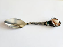 Load image into Gallery viewer, Orange Jade Flower Spoon with Bone Skull and Jade Leaf Handmade OOAK
